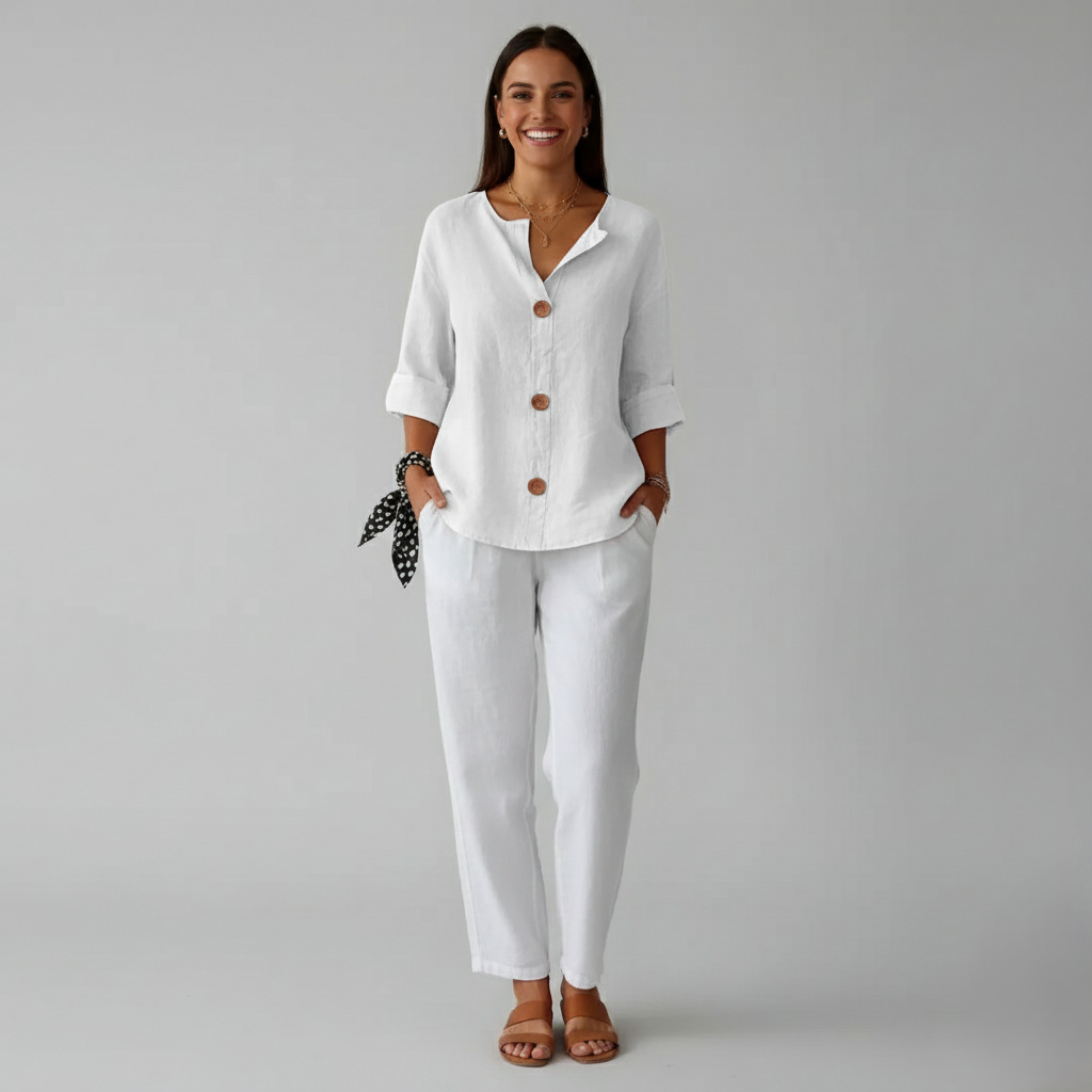 Den Graaf® | Minimalistische Blouse met Verticale Structuur