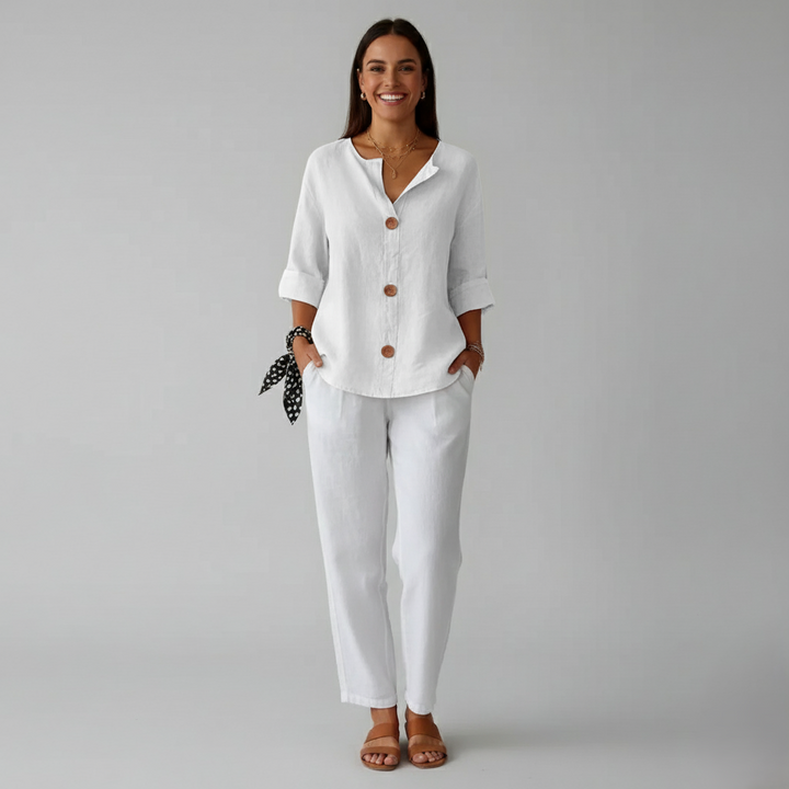 Den Graaf® | Minimalistische Blouse met Verticale Structuur