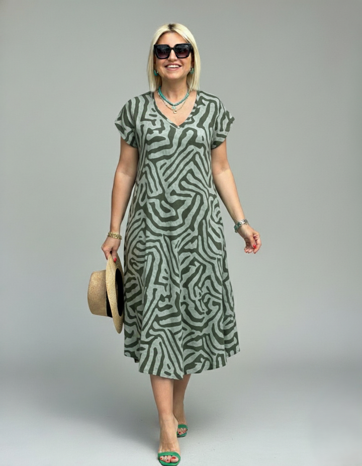 Den Graaf® | Zomer jurk met ronde hals en mooie print