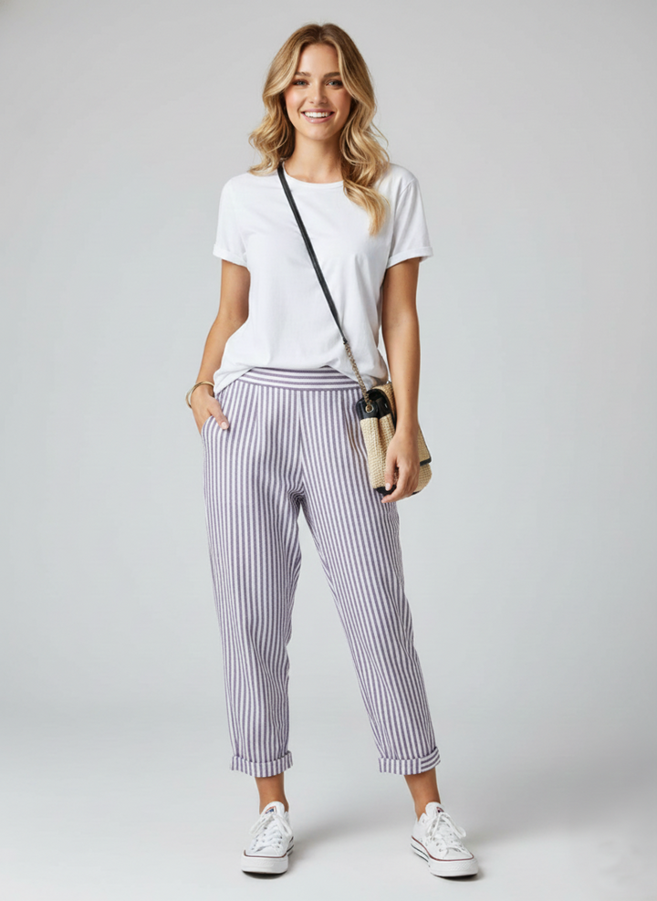 Den Graaf® | Gestreepte Katoenen Broek