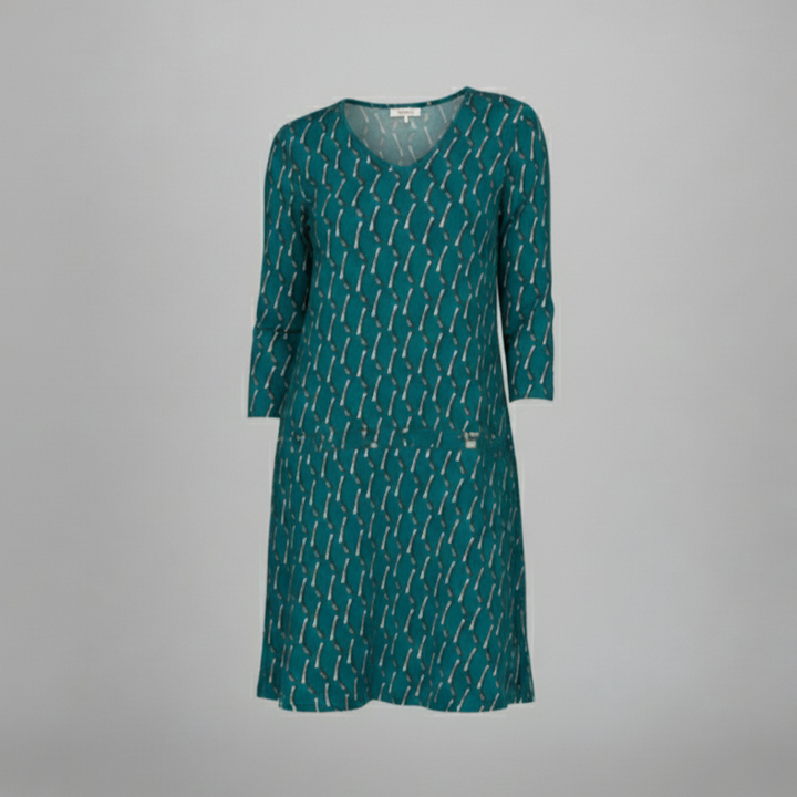 Den Graaf® | Jurk met V-hals en ruitjespatroon