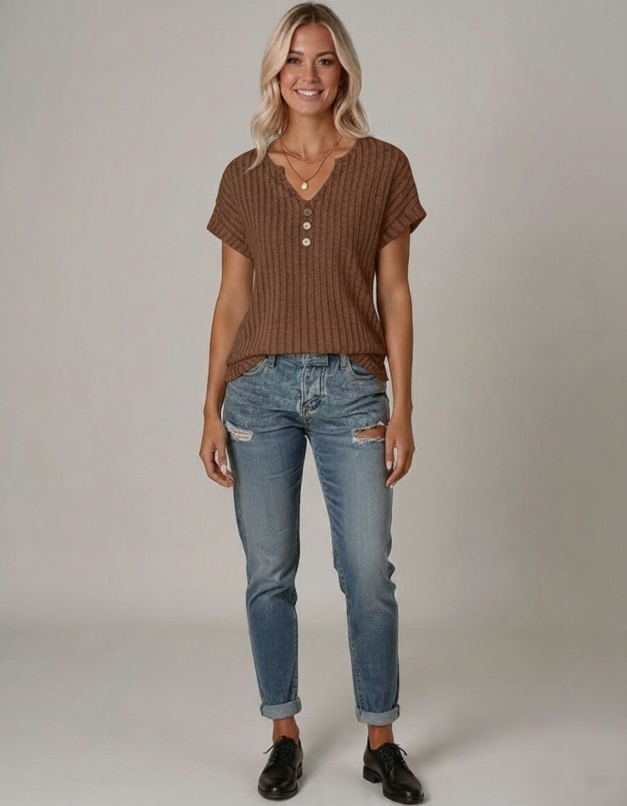 Den Graaf® | GEBREIDE BLOUSE MET V-HALS