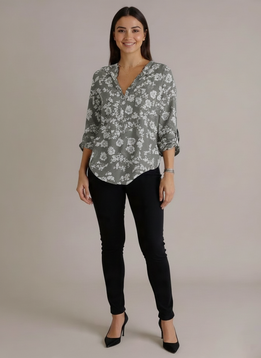 Den Graaf® | LANGERMIGE BLOEMENBLOUSE