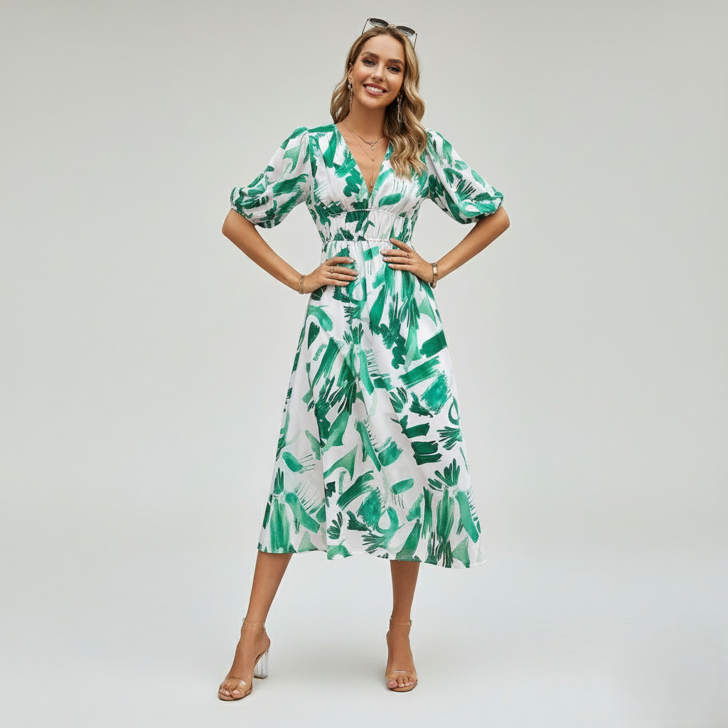 Den Graaf® | Kleurrijke V-hals Jurk