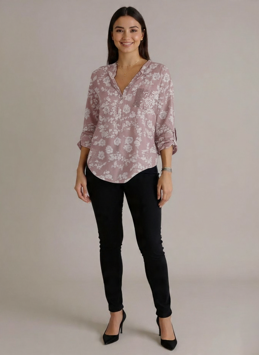 Den Graaf® | LANGERMIGE BLOEMENBLOUSE