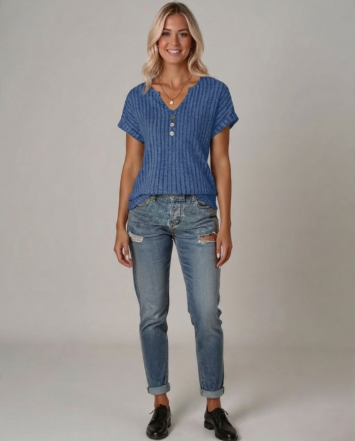 Den Graaf® | GEBREIDE BLOUSE MET V-HALS