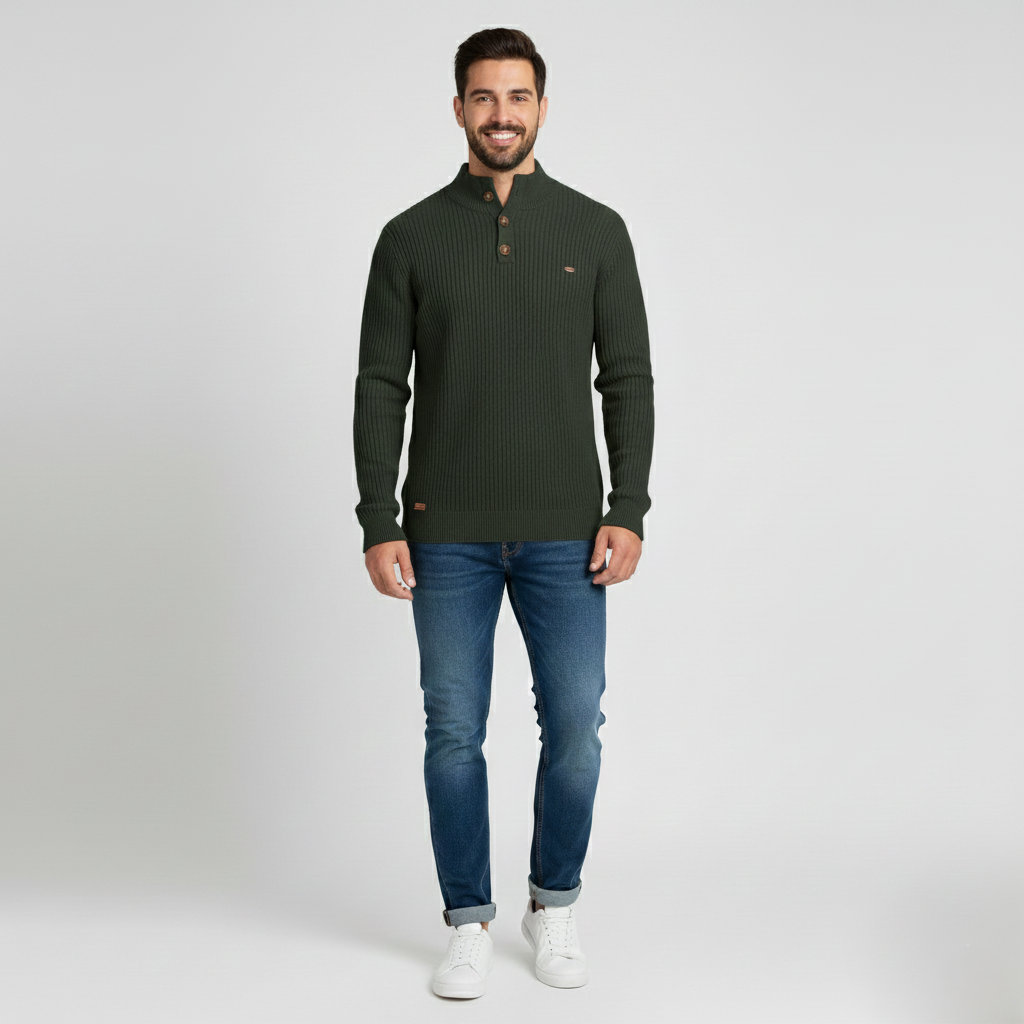 Den Graaf® | Herentrui Met Knoopdesign