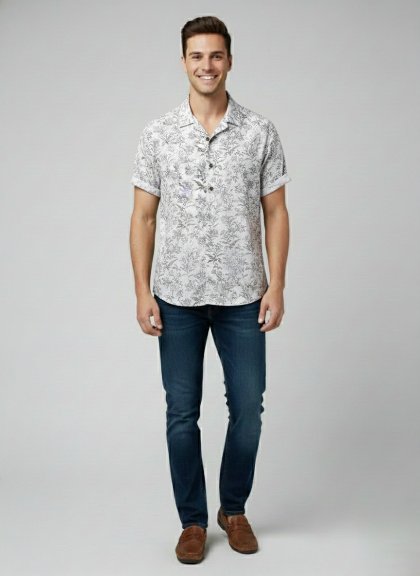 Den Graaf® | Katoenen Hawaii Overhemd met Korte Mouwen