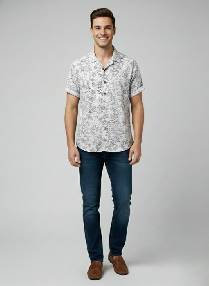 Den Graaf® | Katoenen Hawaii Overhemd met Korte Mouwen