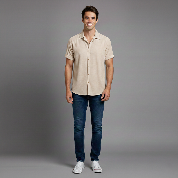 Den Graaf® | Overhemd met Knopen en Korte Mouwen