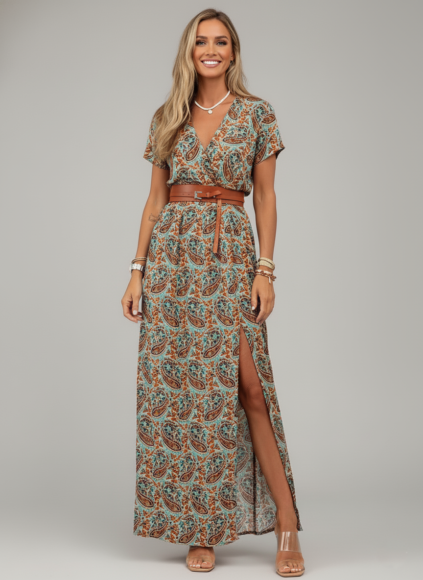 Den Graaf® | Luchtige boho maxi-jurk met bijpassende riem