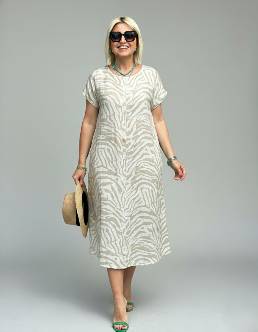 Den Graaf® | Zomer jurk met ronde hals en mooie print