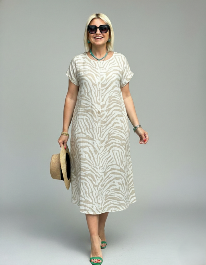 Den Graaf® | Zomer jurk met ronde hals en mooie print