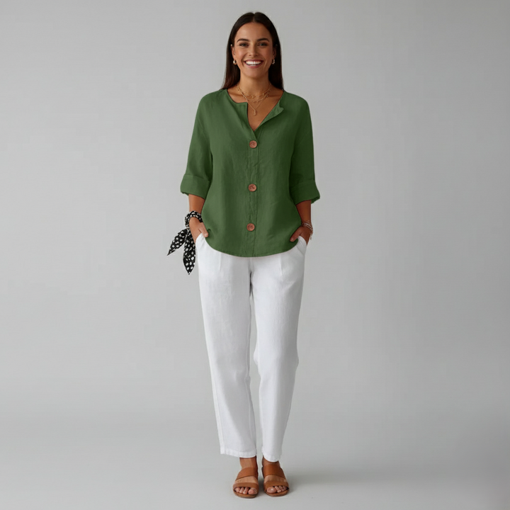 Den Graaf® | Minimalistische Blouse met Verticale Structuur