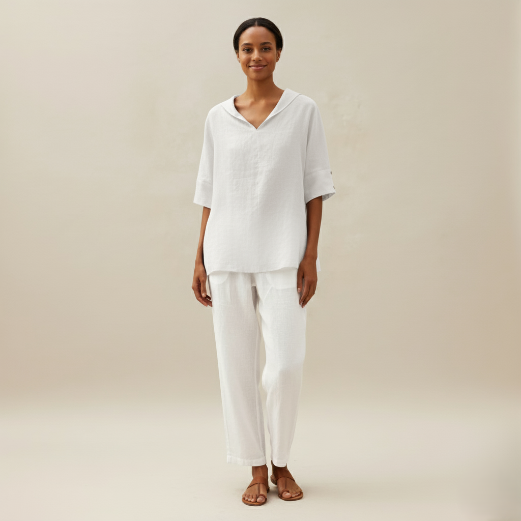 Den Graaf® | KLASSIEKE LINEN BLOUSE MET V-HALS
