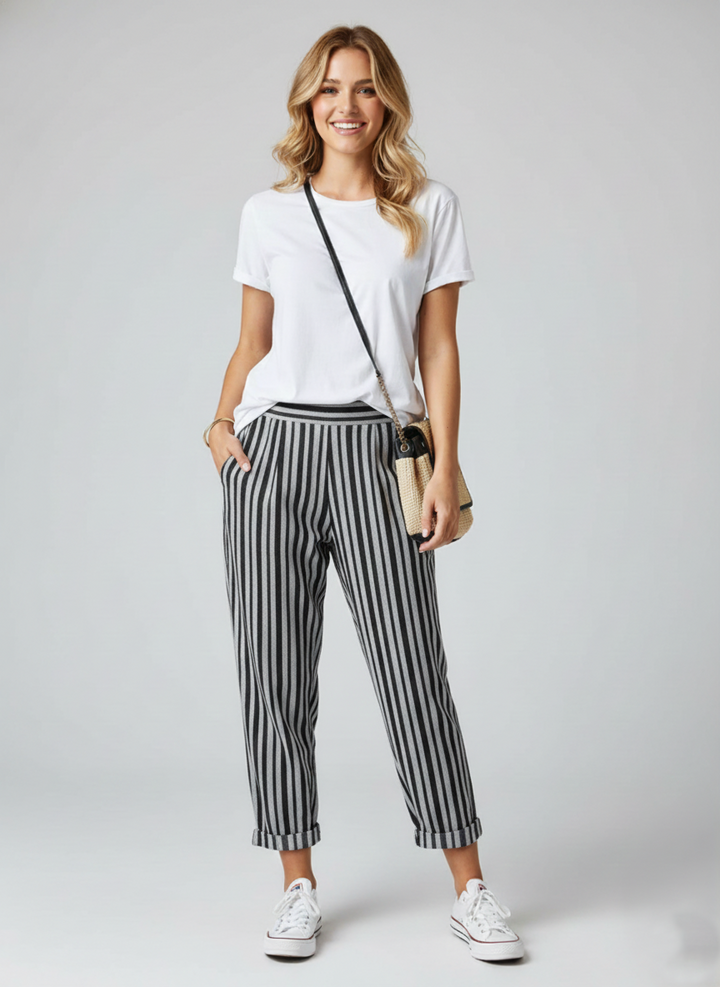 Den Graaf® | Gestreepte Katoenen Broek