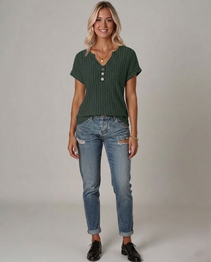 Den Graaf® | GEBREIDE BLOUSE MET V-HALS