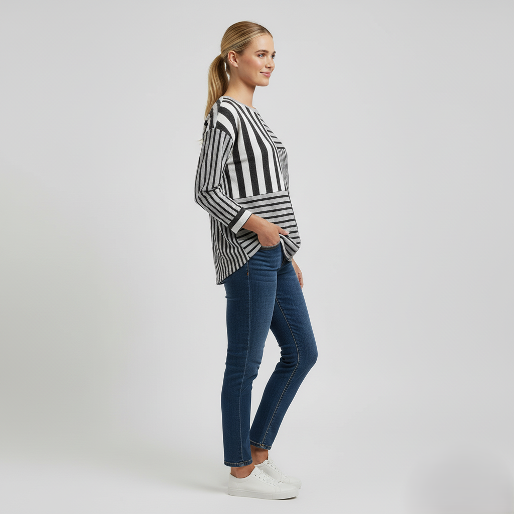 Den Graaf® | Gestreepte Blouse met Modieuze Twist