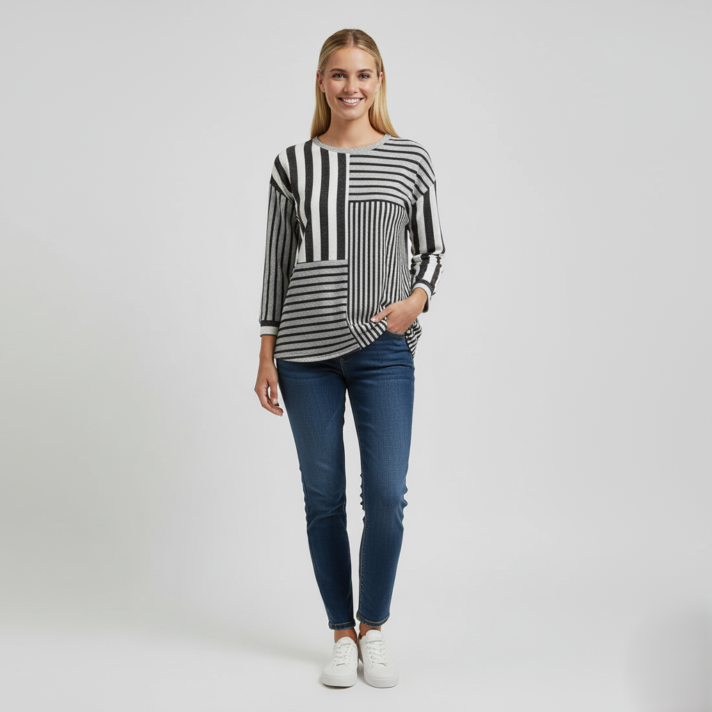 Den Graaf® | Gestreepte Blouse met Modieuze Twist