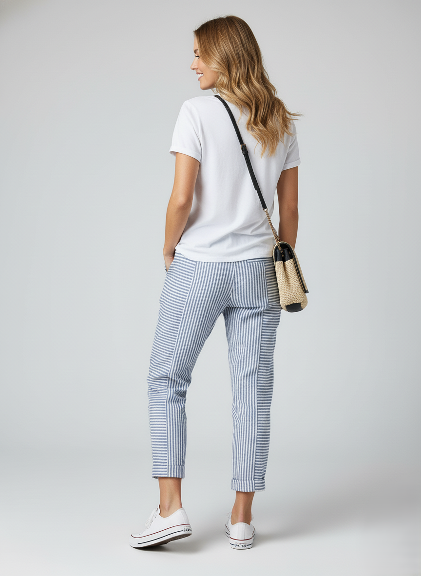 Den Graaf® | Gestreepte Katoenen Broek