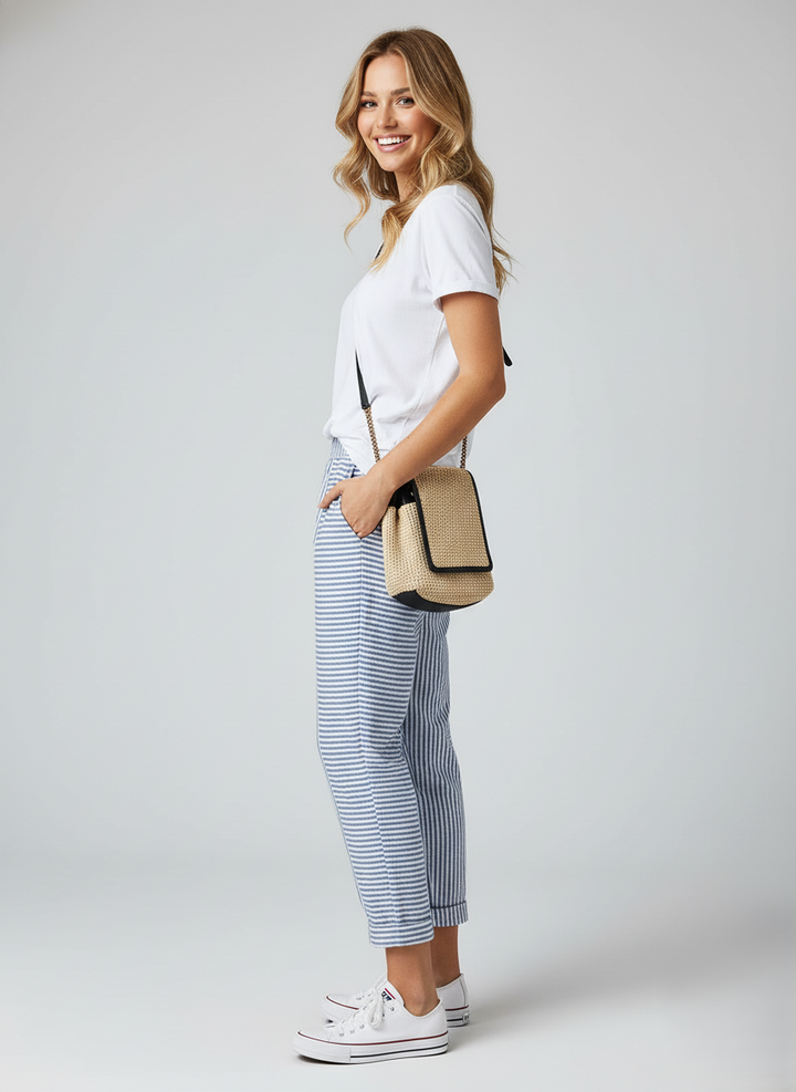 Den Graaf® | Gestreepte Katoenen Broek