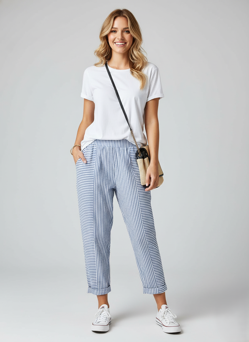 Den Graaf® | Gestreepte Katoenen Broek