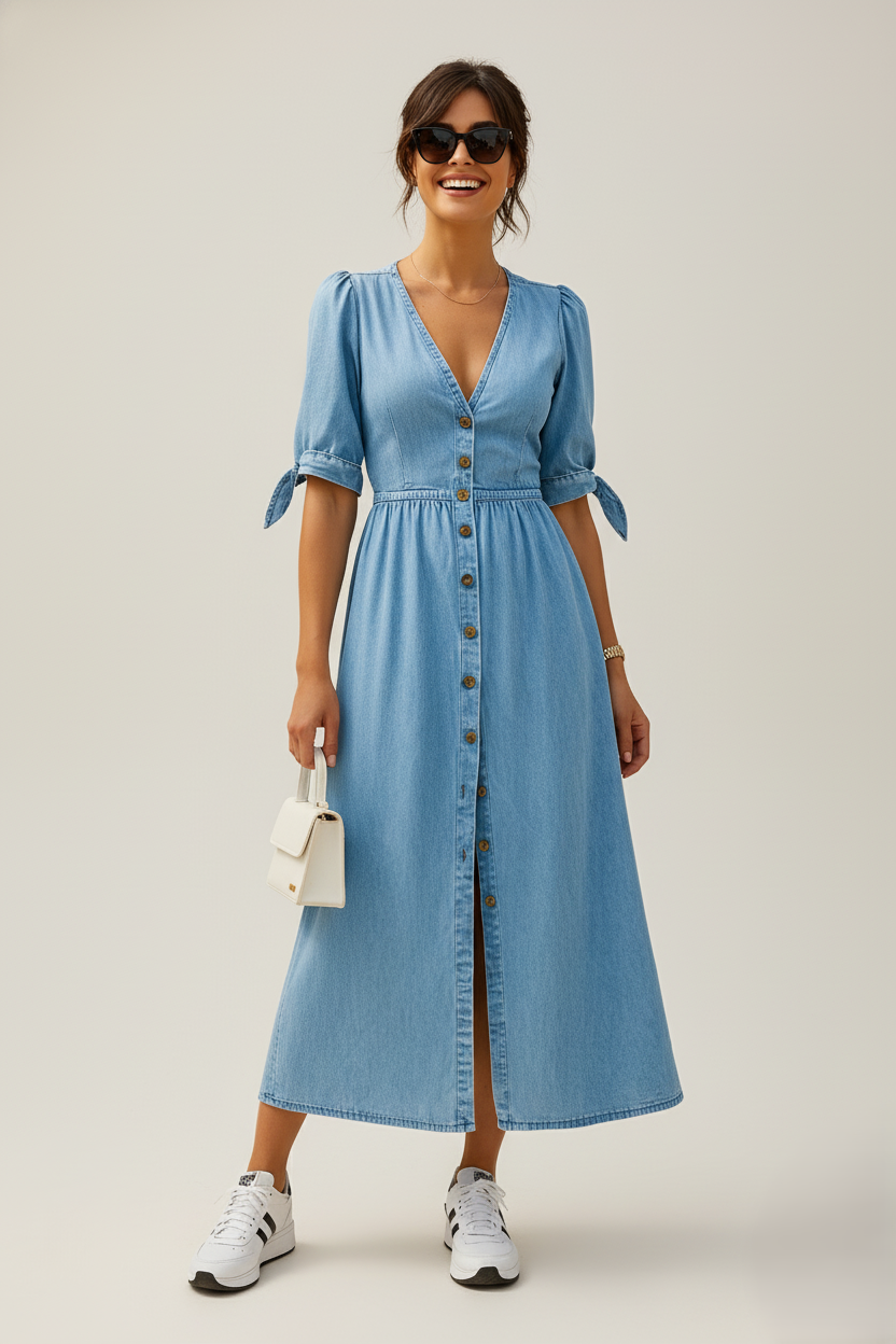 Den Graaf® | Glimmende denim jurk