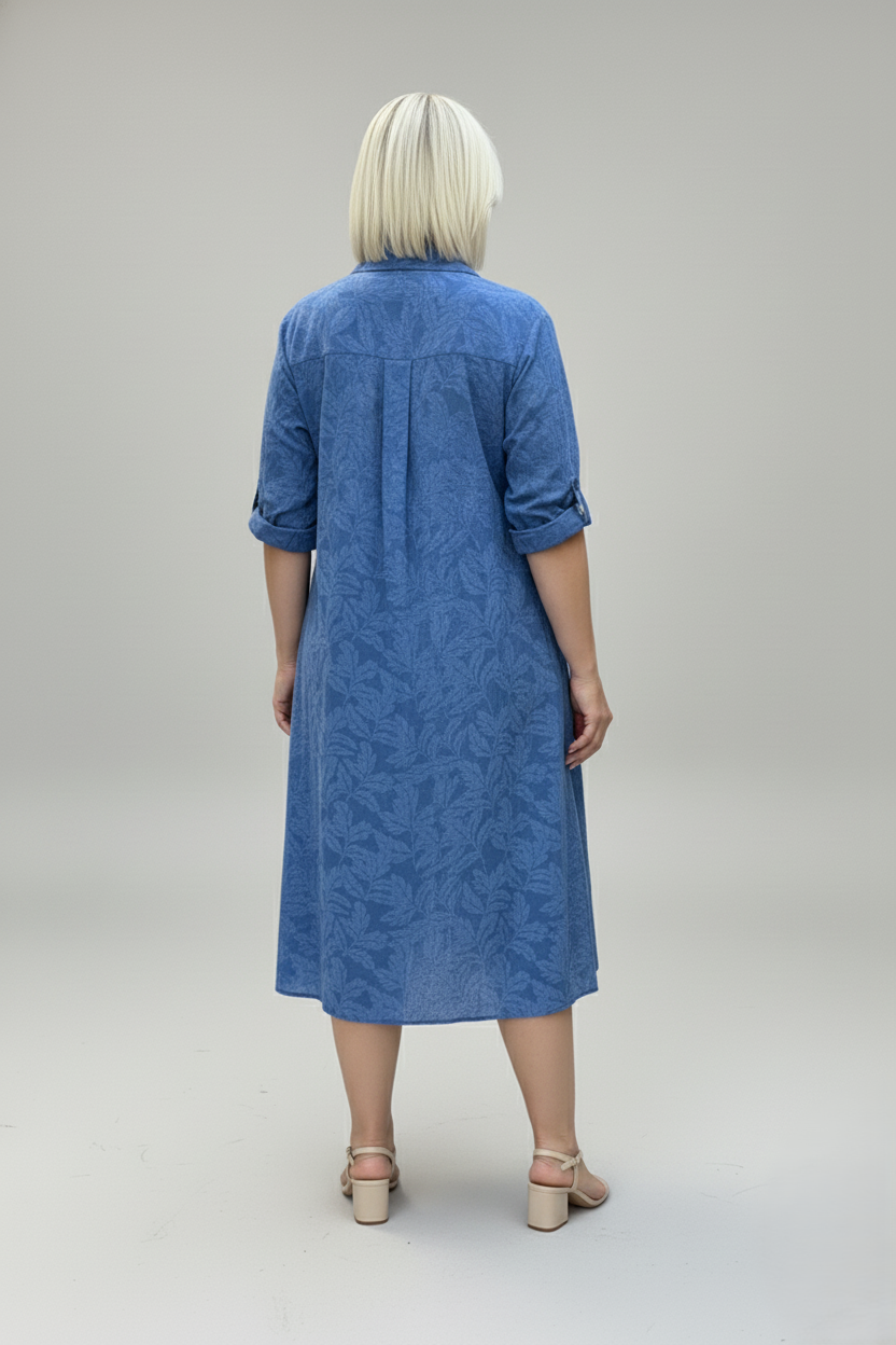 Den Graaf® | Jurk met Bladmotief en Relaxte Uitstraling