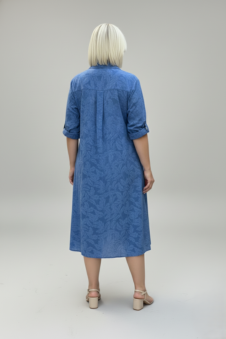 Den Graaf® | Jurk met Bladmotief en Relaxte Uitstraling