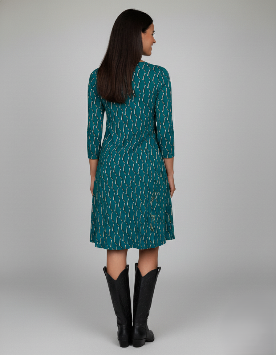 Den Graaf® | Jurk met V-hals en ruitjespatroon