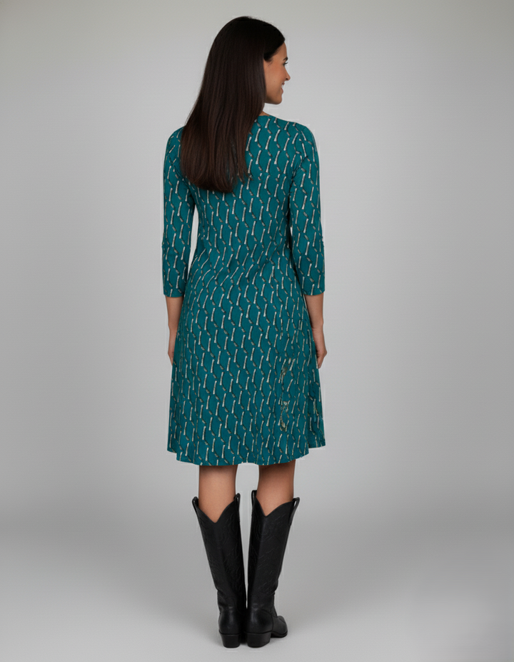 Den Graaf® | Jurk met V-hals en ruitjespatroon