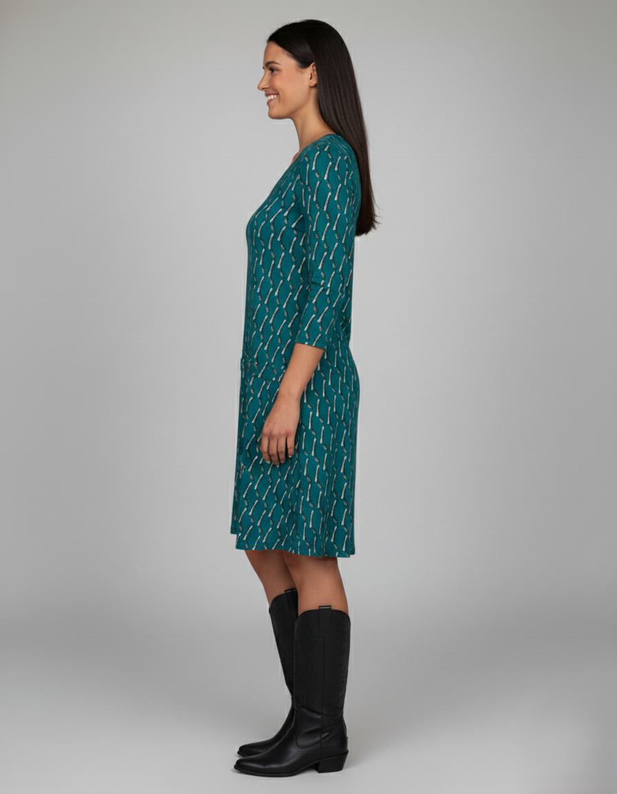 Den Graaf® | Jurk met V-hals en ruitjespatroon