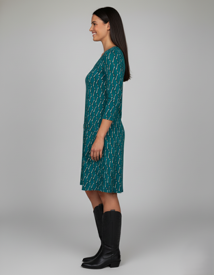 Den Graaf® | Jurk met V-hals en ruitjespatroon