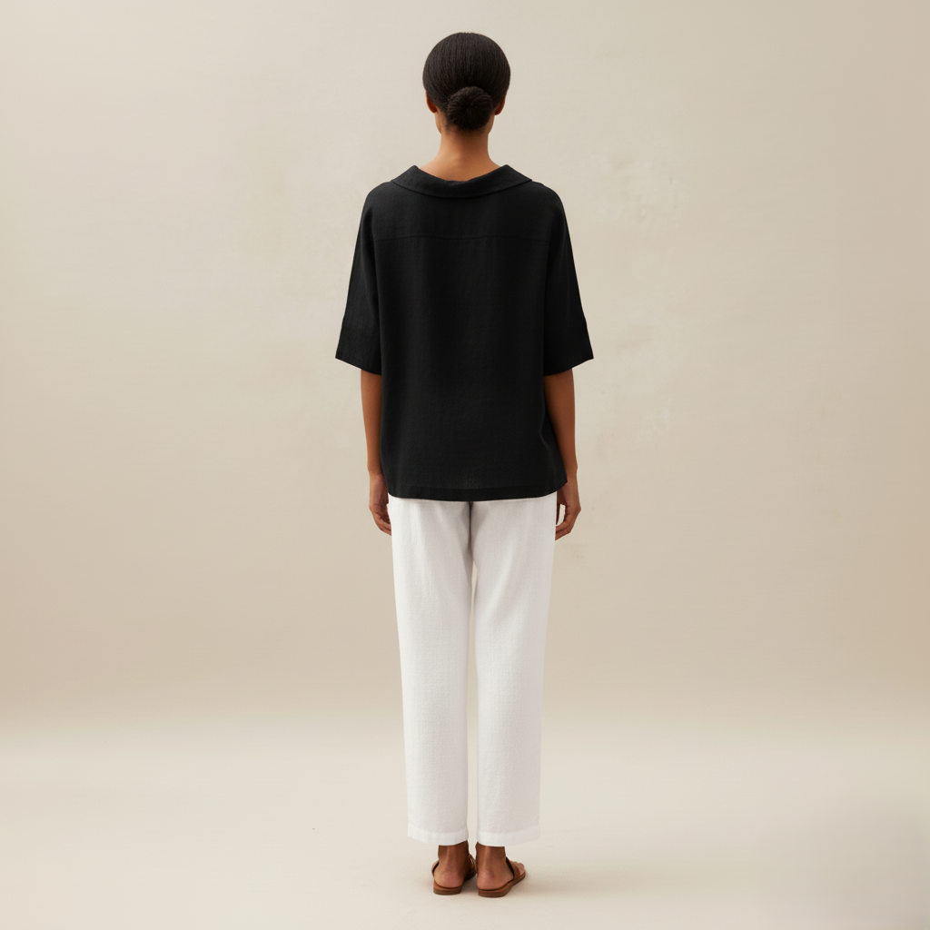 Den Graaf® | KLASSIEKE LINEN BLOUSE MET V-HALS