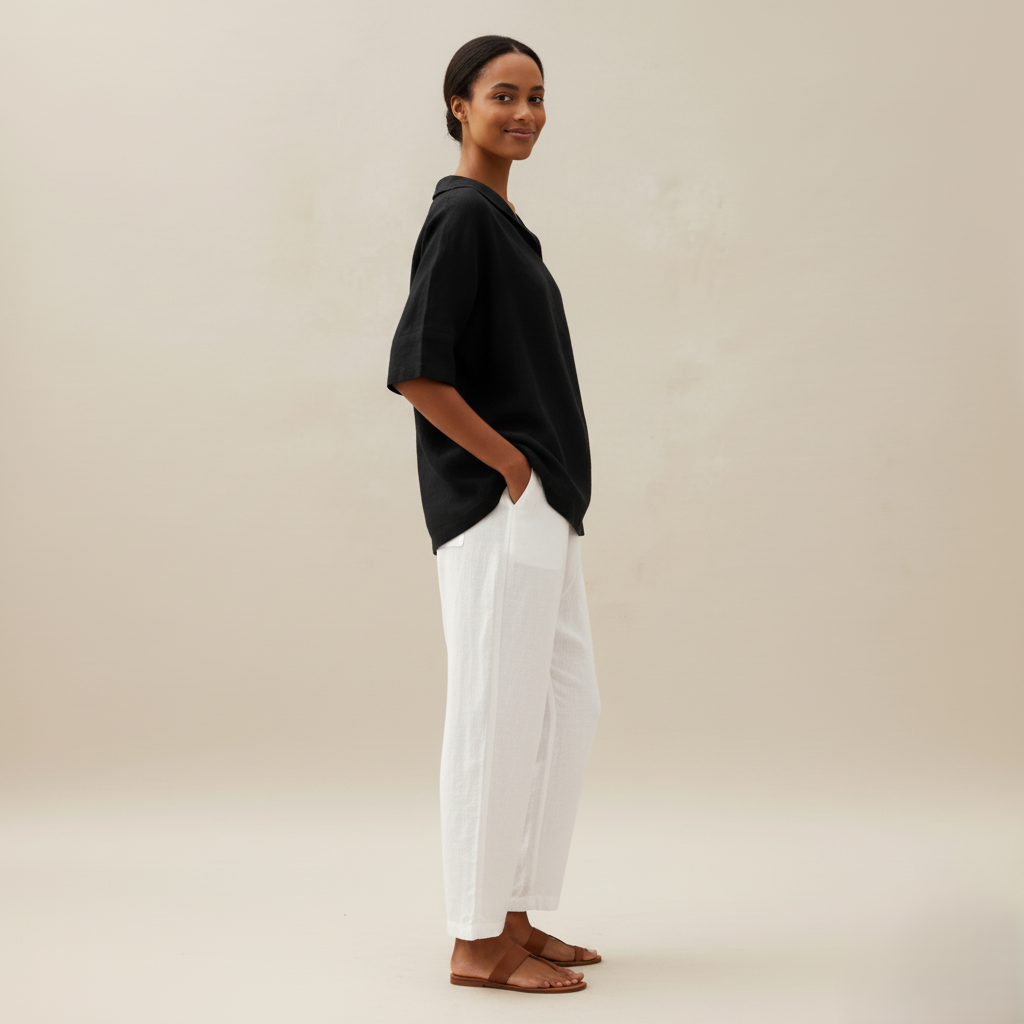 Den Graaf® | KLASSIEKE LINEN BLOUSE MET V-HALS