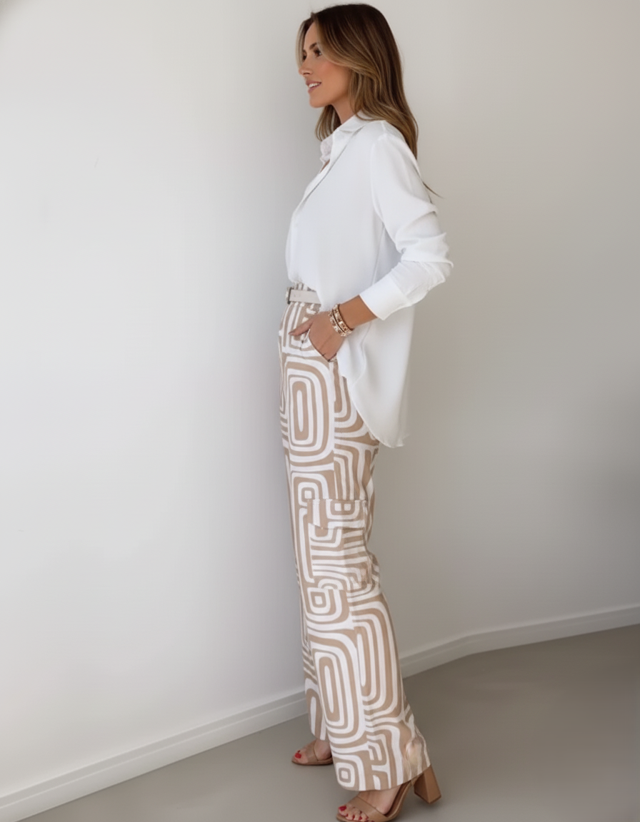Den Graaf® | Kammay Stijlvolle Pantalon Set – Inclusief Blouse en Riem
