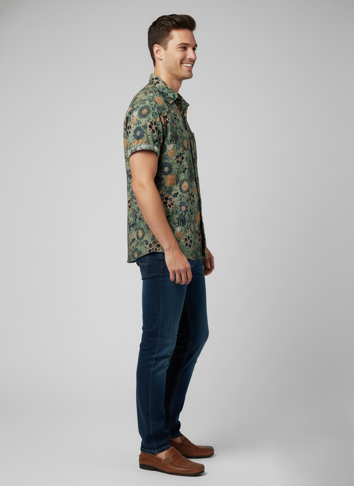 Den Graaf® | Katoenen Hawaii Overhemd met Korte Mouwen