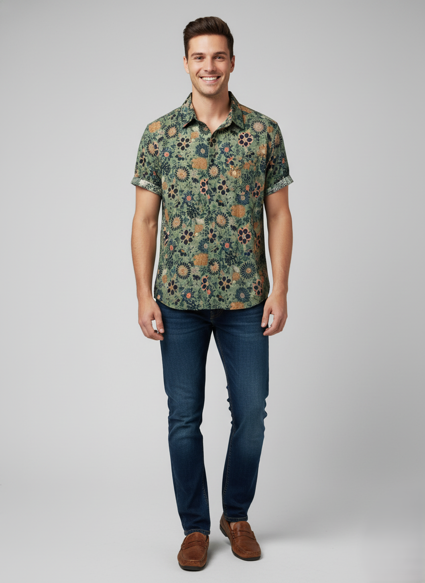 Den Graaf® | Katoenen Hawaii Overhemd met Korte Mouwen