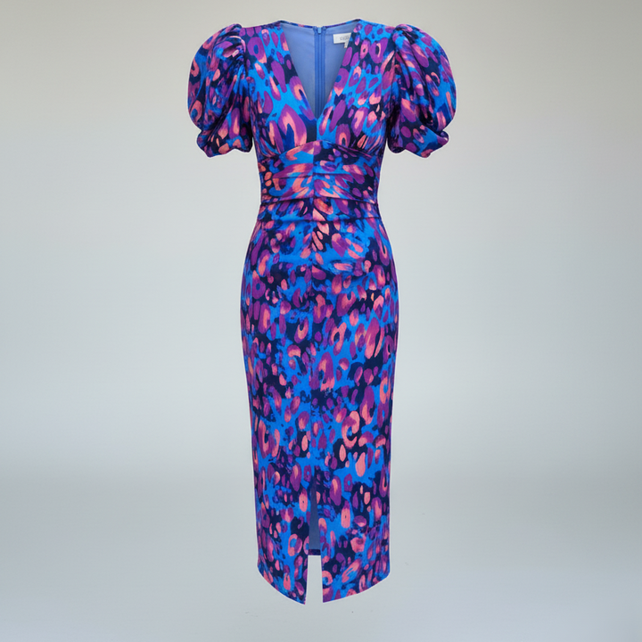 Den Graaf® | Kleurrijke Jurk met Geplooide Mouwen