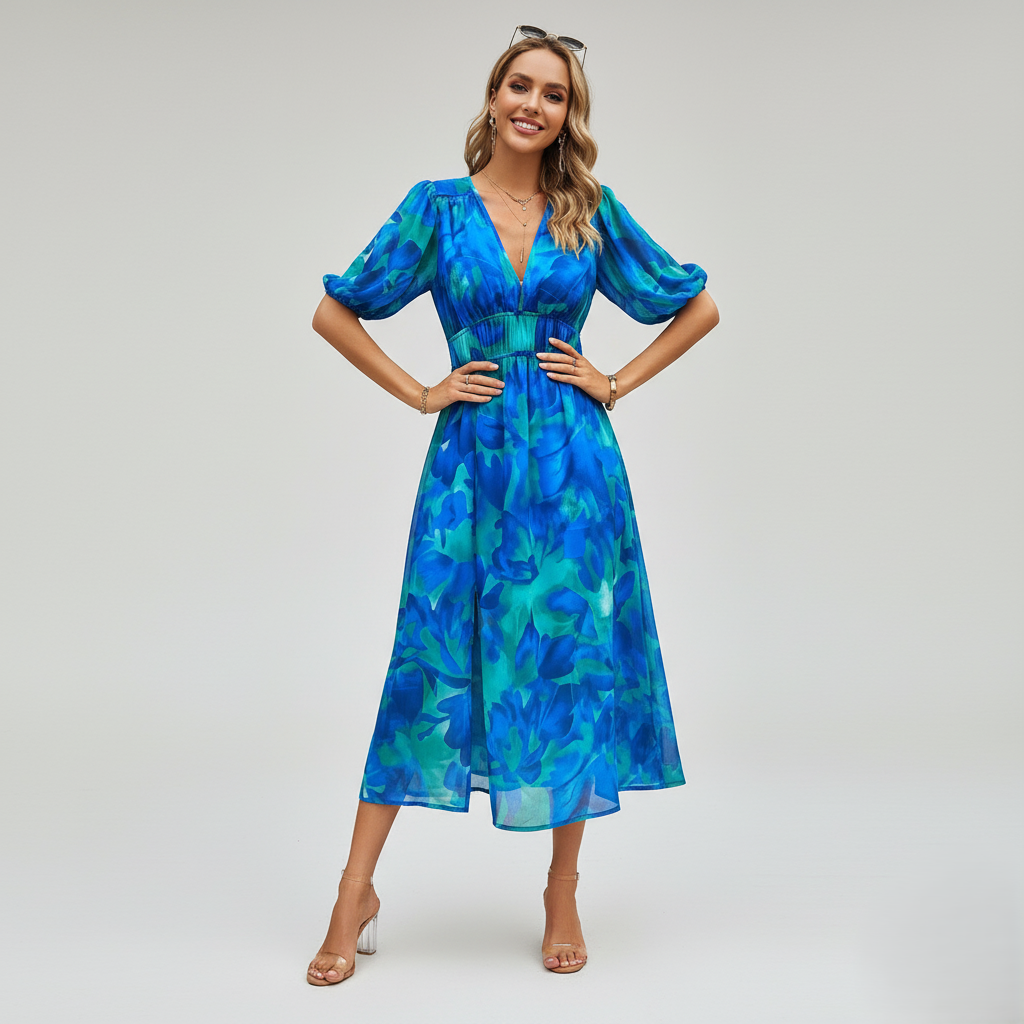 Den Graaf® | Kleurrijke V-hals Jurk