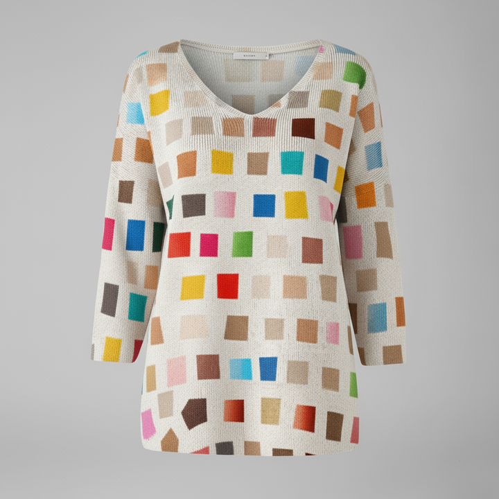 Den Graaf® | Kleurrijke trui met V-hals