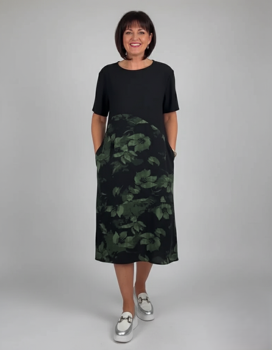 Den Graaf® | Patchworkjurk met Ronde Halslijn en Bloemenprint