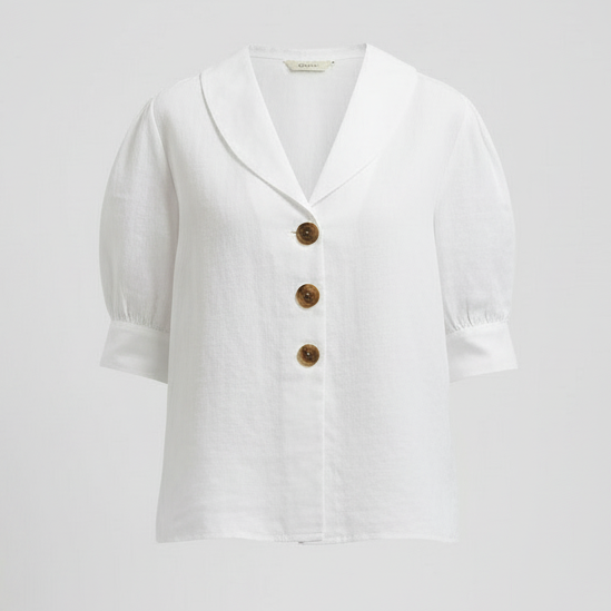 Den Graaf® | Retro-Chic Knopblouse met Geknoopte Voorkant