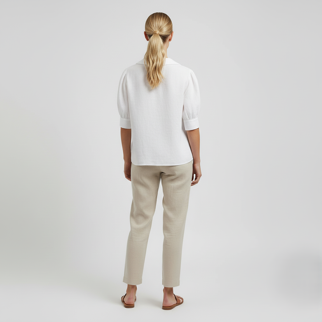 Den Graaf® | Retro-Chic Knopblouse met Geknoopte Voorkant