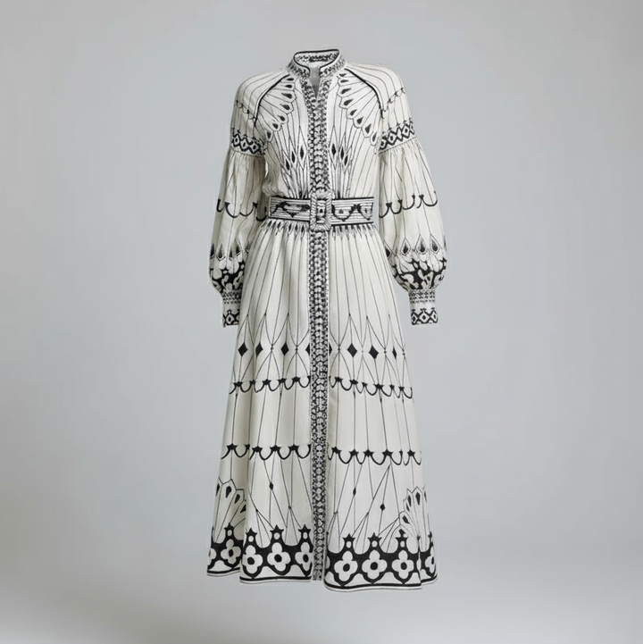 Den Graaf® | Retro Staande Kraag Boho Jurk