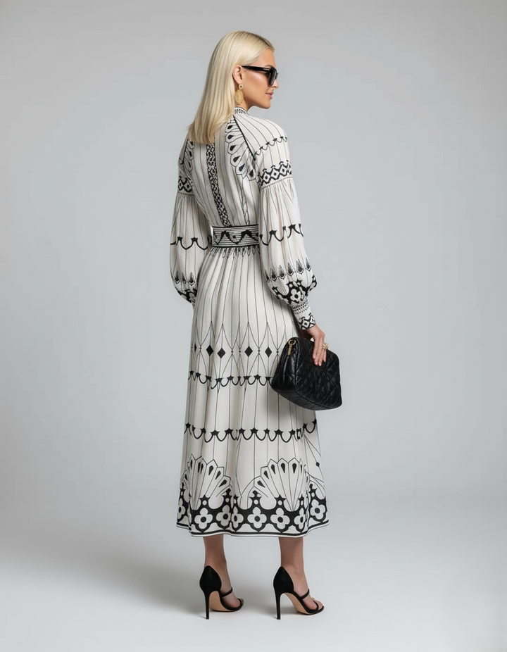 Den Graaf® | Retro Staande Kraag Boho Jurk