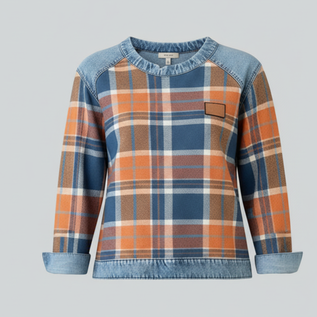 Den Graaf® | Stijlvolle trui met geruite patchwork