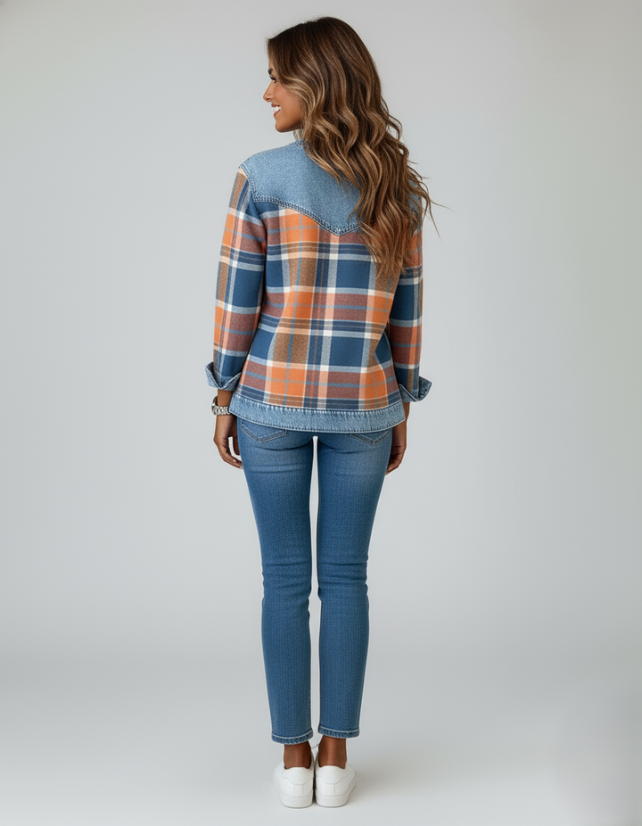 Den Graaf® | Stijlvolle trui met geruite patchwork