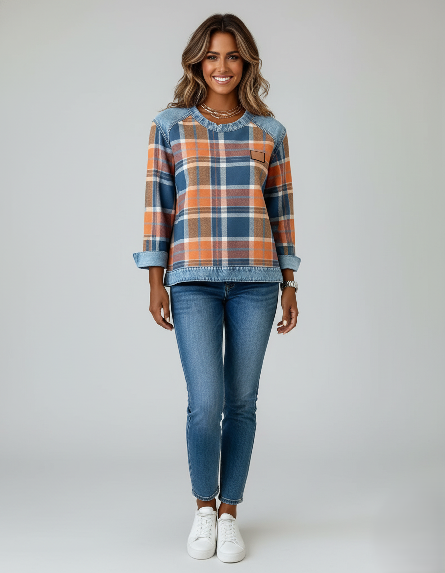 Den Graaf® | Stijlvolle trui met geruite patchwork