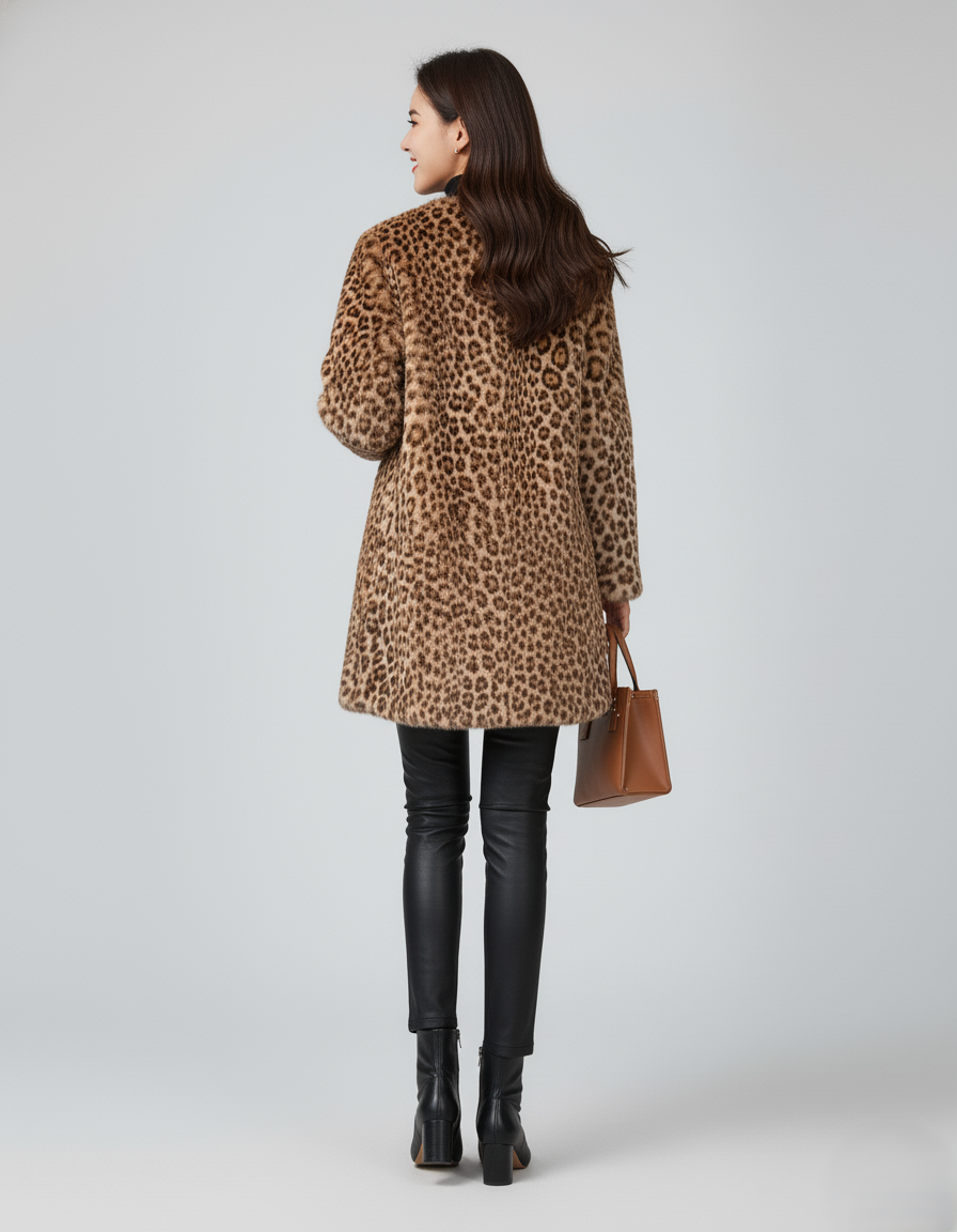 Den Graaf® | Zachte lange jas met luipaardprint